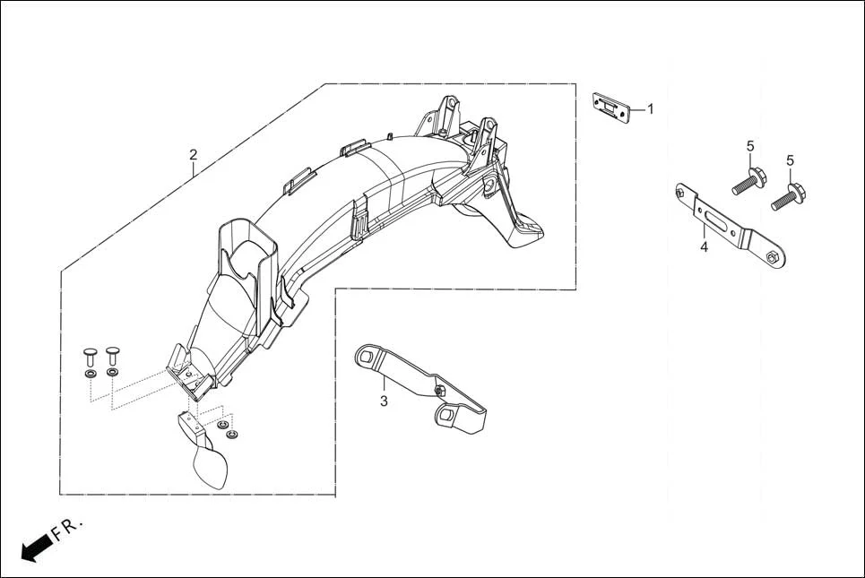 F-21 REAR FENDER assembly diagram for Hero HF DELUXE OBD2B(Apr., 2025)