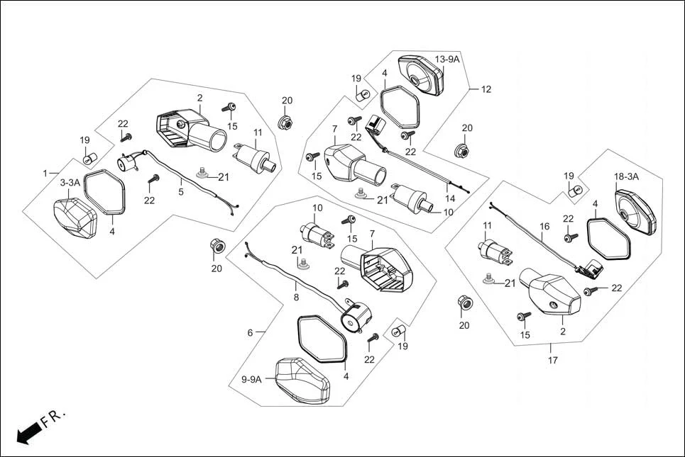 F-22 WINKERS assembly diagram for Hero HF DELUXE OBD2B(Apr., 2025)