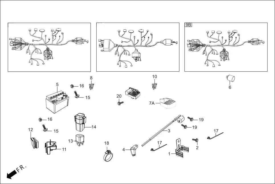 F-24-SELF WIRE HARNESS/BATTERY assembly diagram for Hero HF DELUXE OBD2B(Apr., 2025)