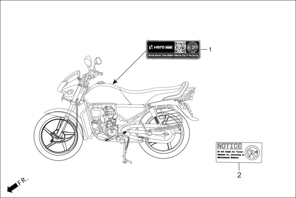 F-30 MARK CAUTION assembly diagram for Hero HF DELUXE OBD2B(Apr., 2025)