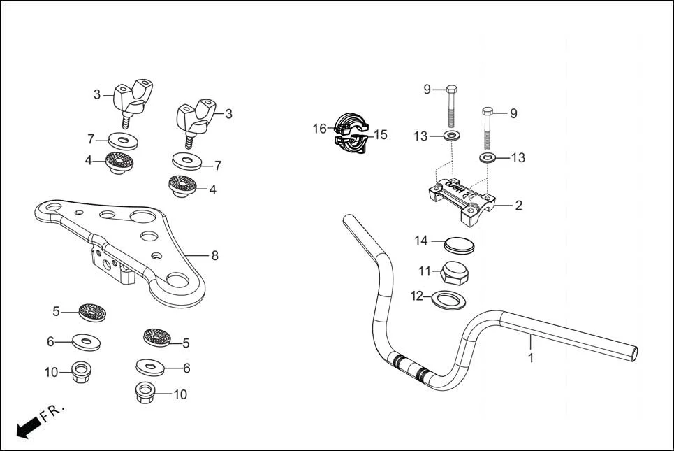 F-4 HANDLE PIPE/TOP BRIDGE assembly diagram for Hero HF DELUXE OBD2B(Apr., 2025)