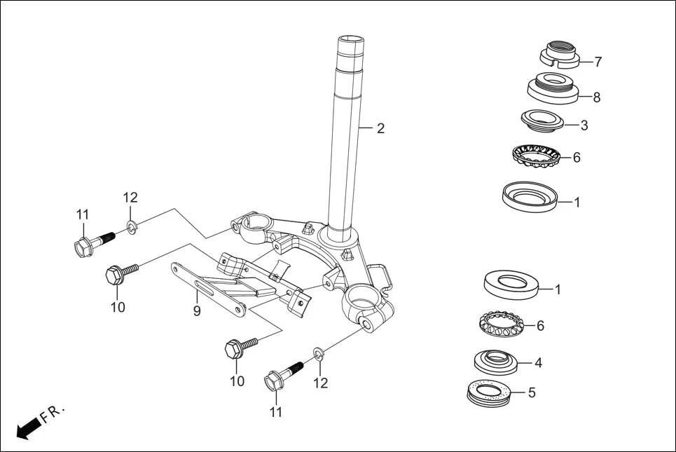 F-5 STEERING STEM diagram showing 53212-200-000