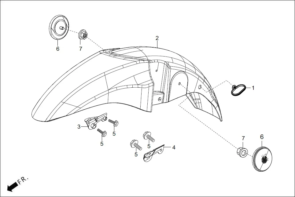 F-6-SELF FRONT FENDER diagram showing 61100-AAH-100R