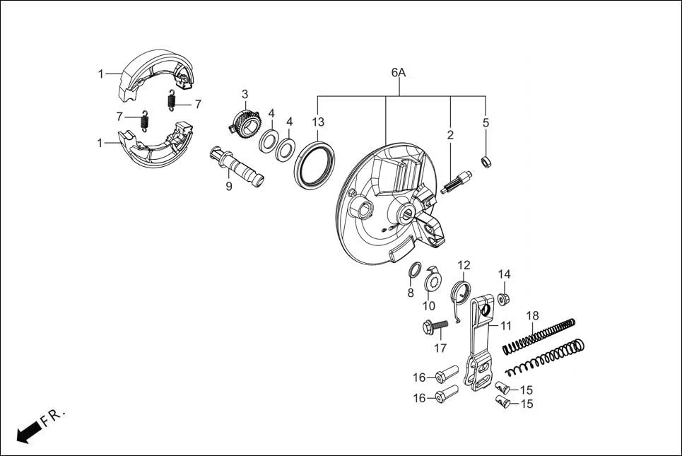 F-8 FR. BRAKE PANEL assembly diagram for Hero HF DELUXE OBD2B(Apr., 2025)