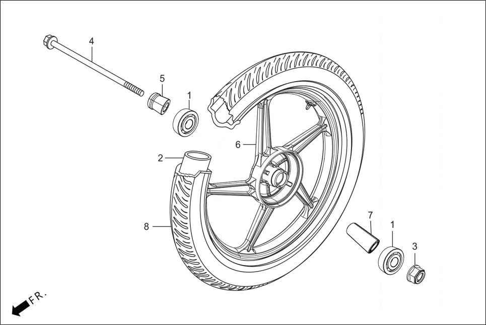 F-9-KICK FRONT WHEEL assembly diagram for Hero HF DELUXE OBD2B(Apr., 2025)