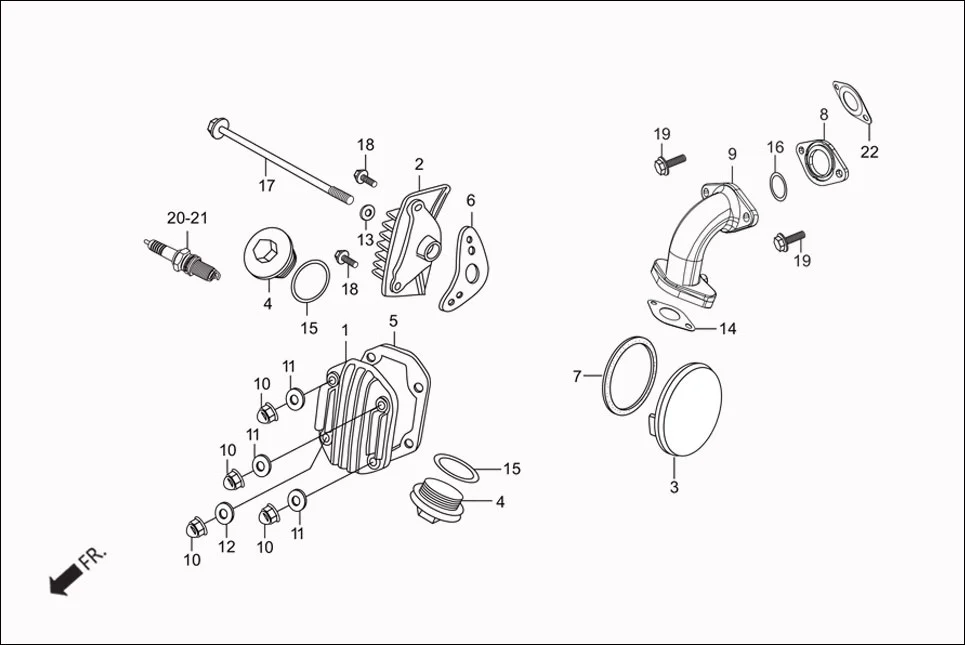 E-1 CYLINDER HEAD COVER/INLET PIPE