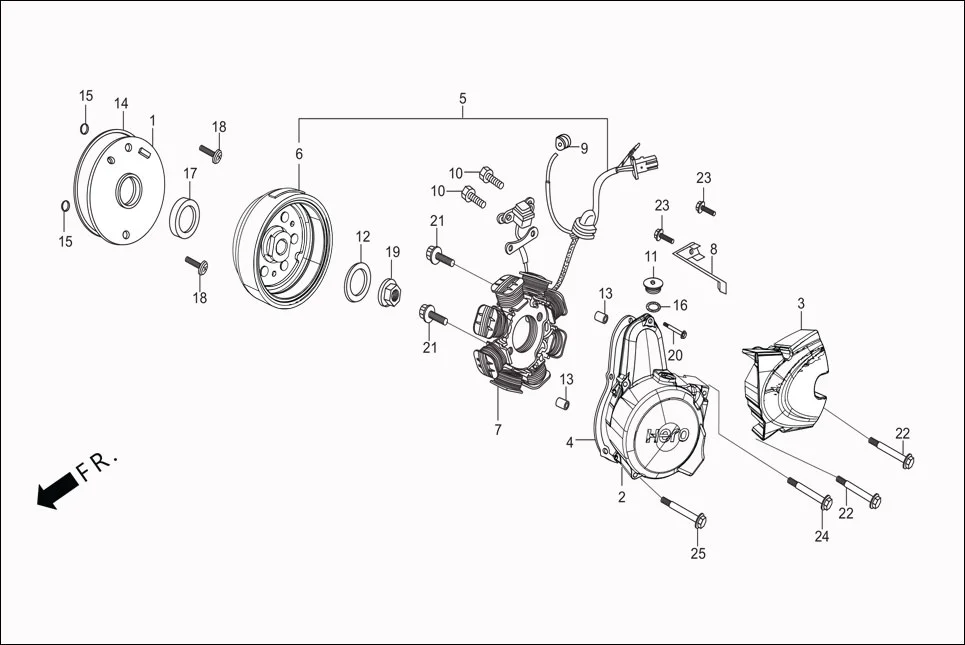 E-7A LEFT CRANKCASE COVER/A.C. GEN. ASSY