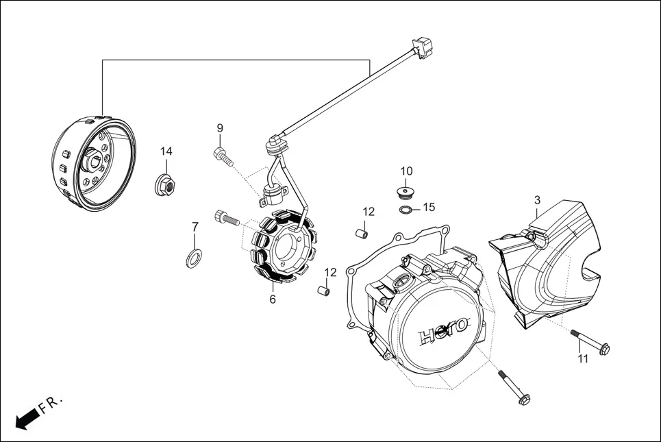 E-7-SELF LEFT CRANKCASE COVER/A.C. GEN. ASSY.