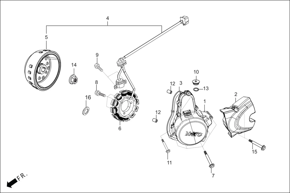 E-7A-SELF LEFT CRANKCASE COVER/A.C. GEN. ASSY. (SELF START)