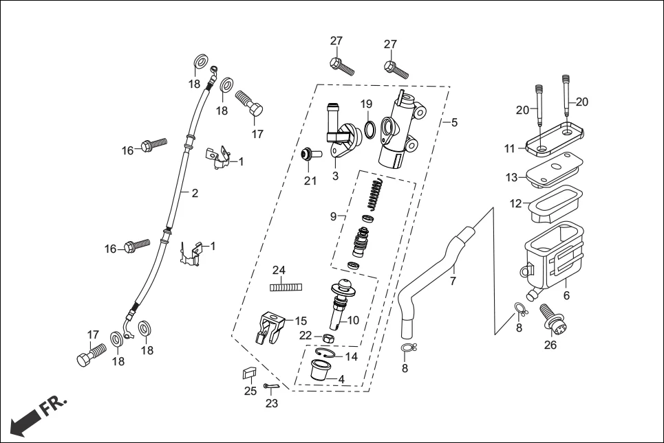 F-10A-DISC REAR BRAKE MASTER CYL. diagram showing 43504-MB2-006
