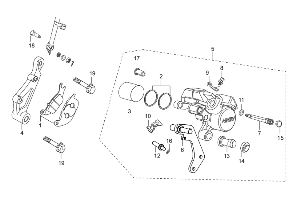 F-10B-DISC CALIPER ASSY. REAR assembly diagram for Hero Hunk (Nov, 2015)