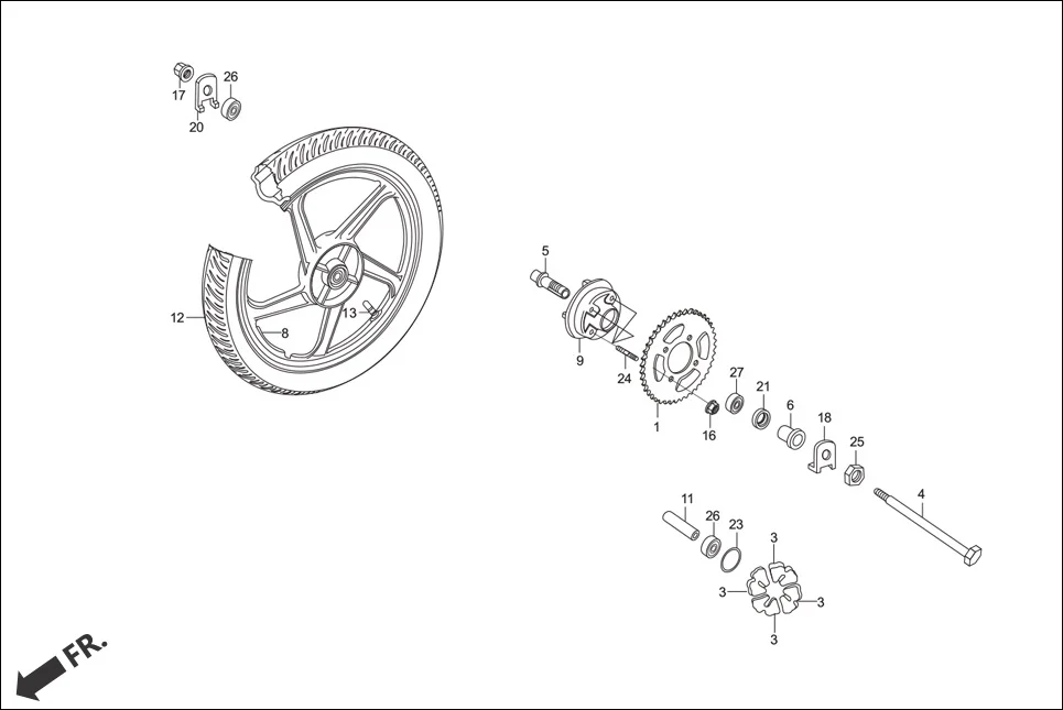 F-11-DRUM REAR WHEEL assembly diagram for Hero Hunk (Nov, 2015)
