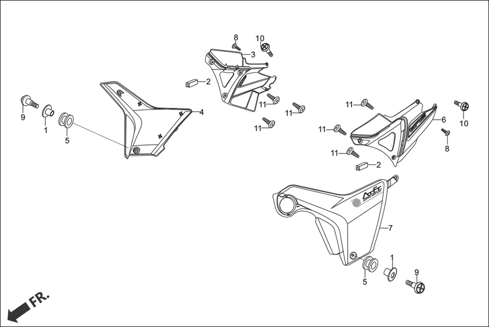 F-14 SIDE COVER assembly diagram for Hero Hunk (Nov, 2015)