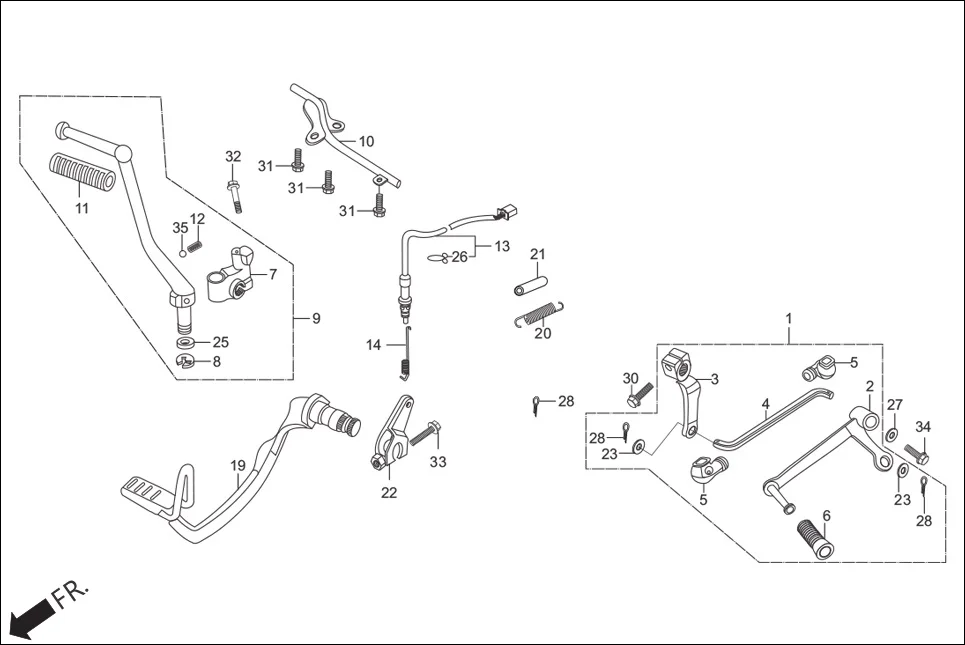 F-18-DISC GEAR CHANGE PEDAL/KICK STARTER /PEDAL BRAKE assembly diagram for Hero Hunk (Nov, 2015)