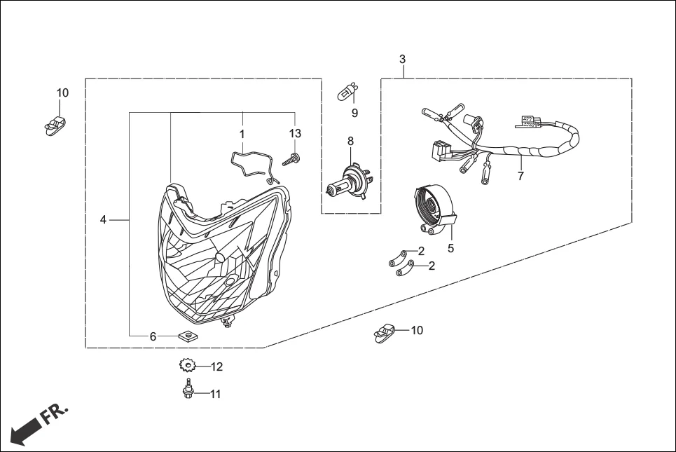 F-1 HEAD LIGHT assembly diagram for Hero Hunk (Nov, 2015)