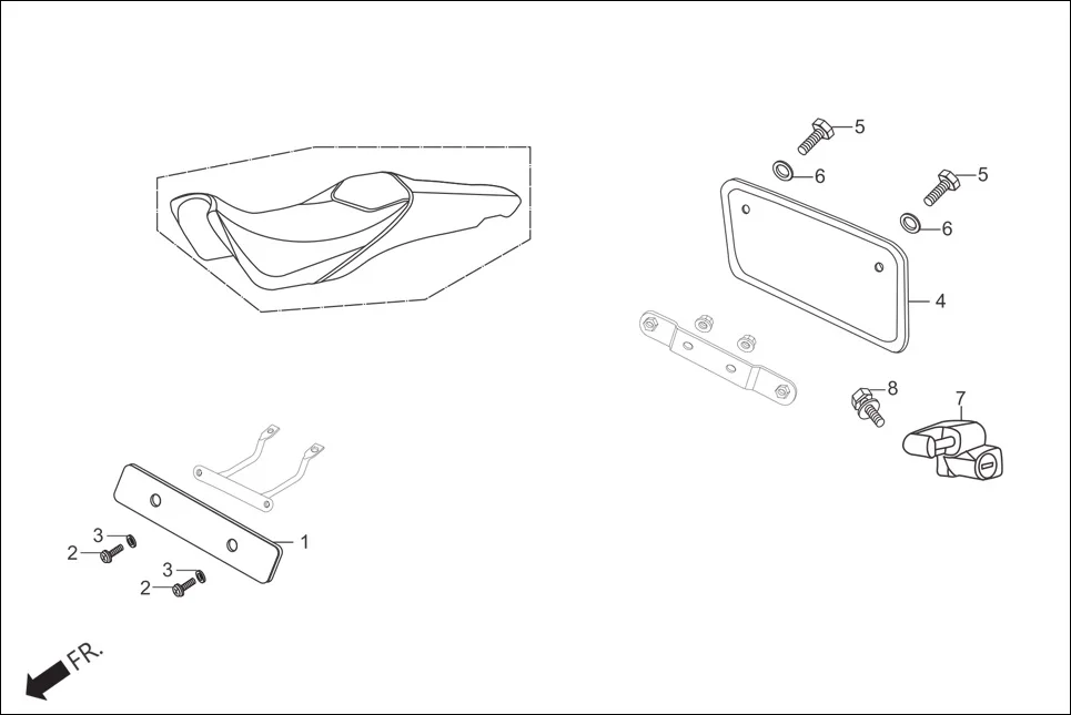 F-21A FR./RR NUMBER PLATE /HELMET HOLDER ASSY. assembly diagram for Hero Hunk (Nov, 2015)