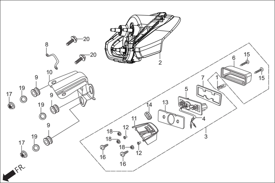 F-23 TAIL LIGHT assembly diagram for Hero Hunk (Nov, 2015)