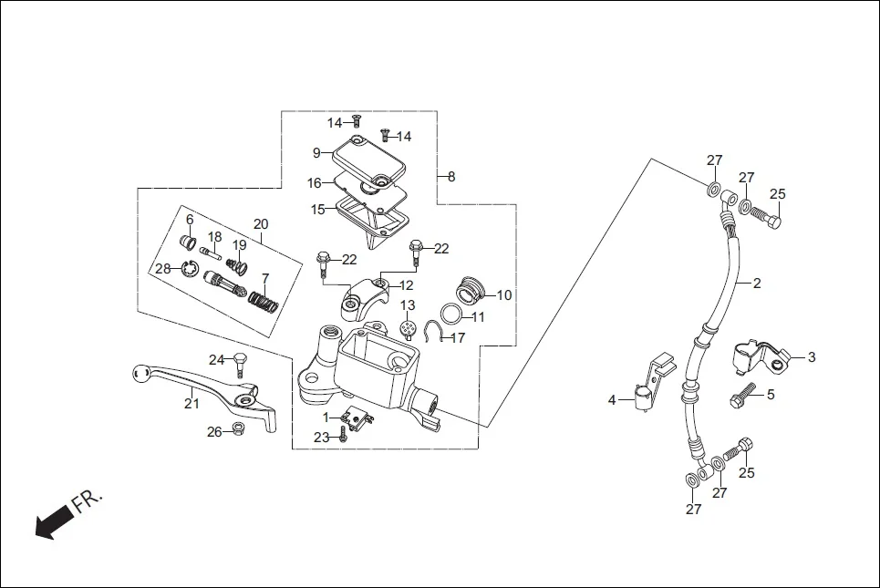 F-3A FRONT BRAKE MASTER CYL diagram showing 45516-KCC-841