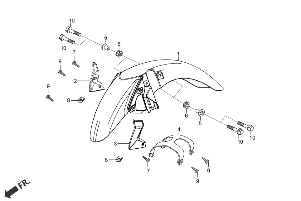 F-6 FRONT FENDER diagram showing 93903-34310