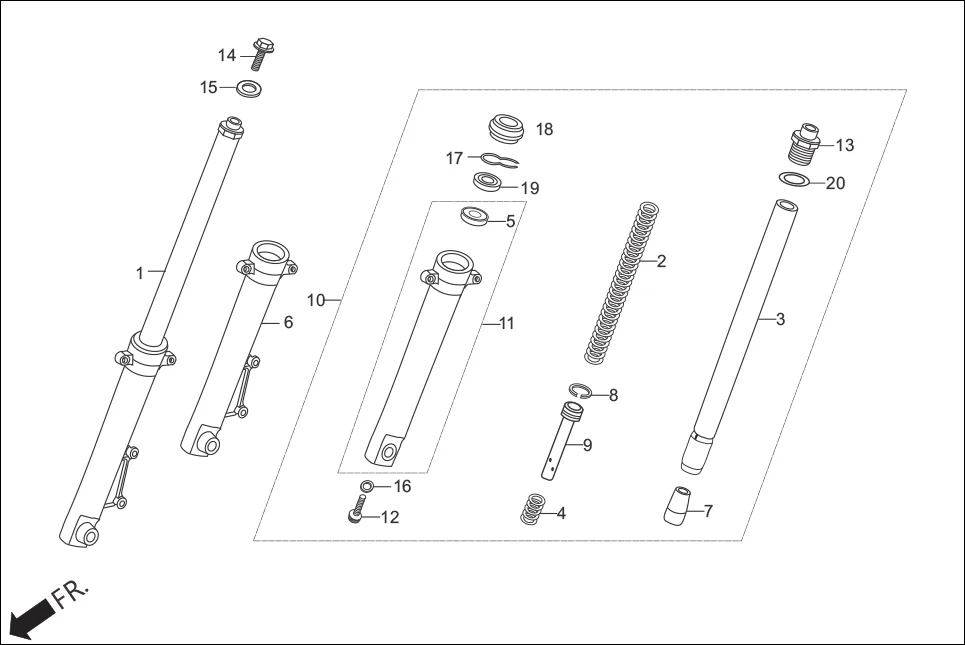 F-7 FRONT FORK assembly diagram for Hero Hunk (Nov, 2015)