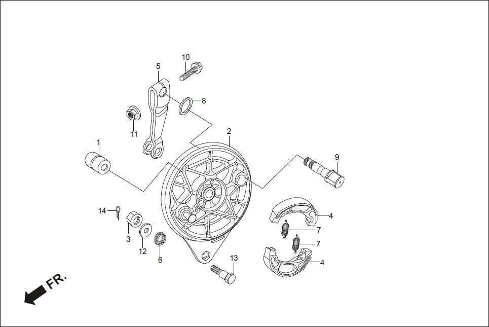 F-10 REAR BRAKE PANEL diagram showing 43410-KWF-900