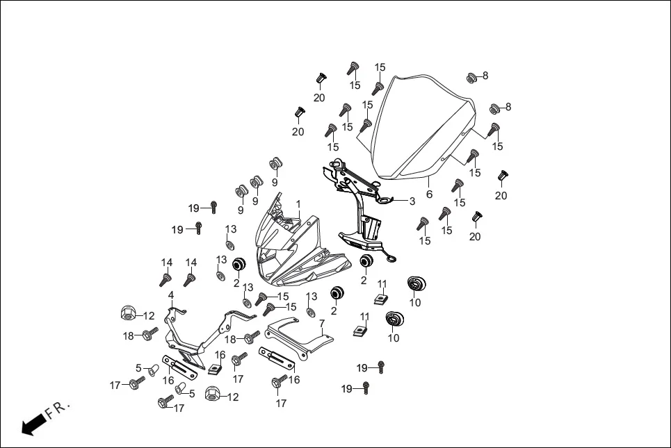 F-1A FRONT COWL/STAY diagram showing 95701-06025-00