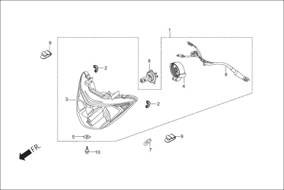 F-1 HEAD LIGHT (WITH VISOR) diagram showing 33101-KVN-901
