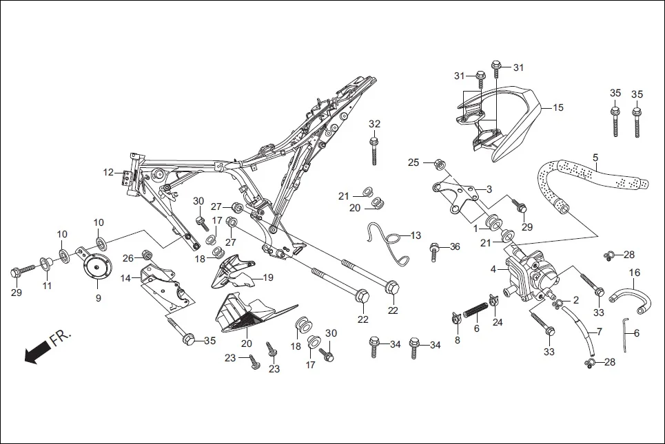 F-25 FRAME BODY / ASV / GRIP REAR diagram showing 95701-06020-00