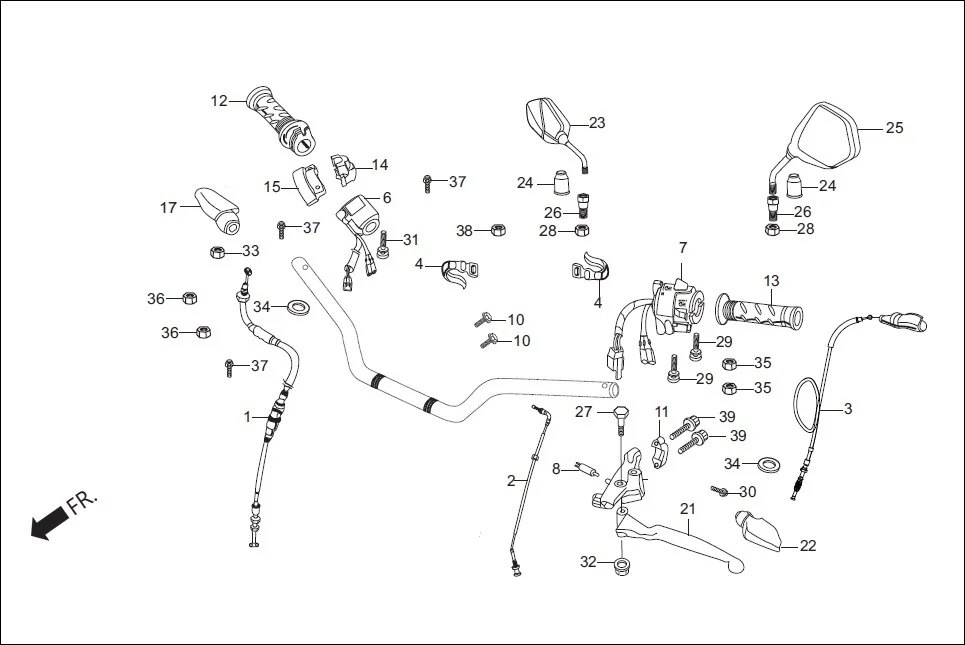 F-3-DISC HANDLE LEVER / SWITCH / CABLE diagram showing 35150-K06-611