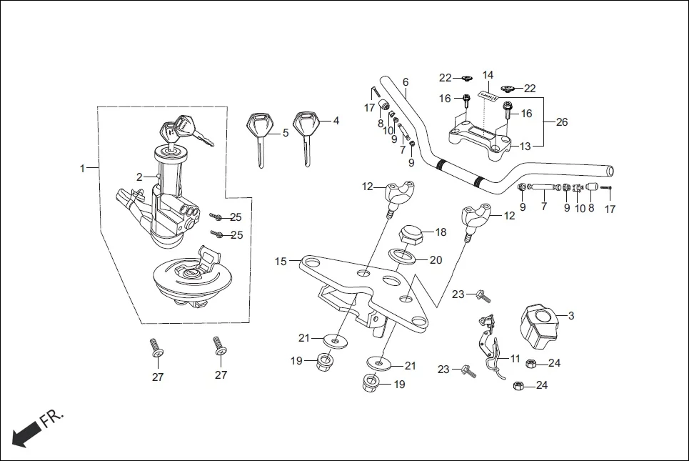 F-4 HANDLE PIPE / TOP BRIDGE diagram showing 90521-427-770