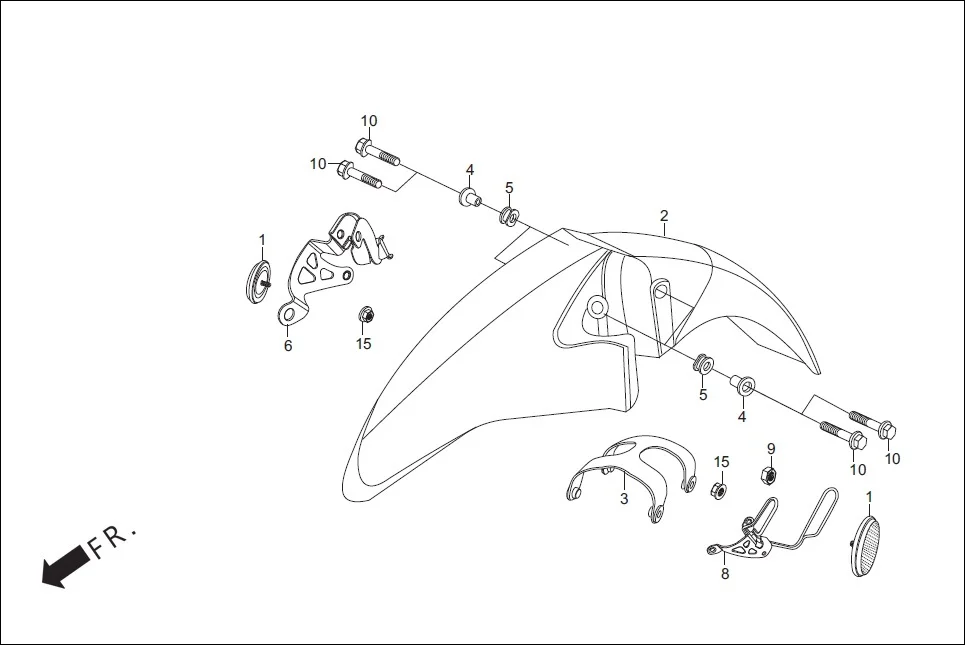 F-6-DRUM FRONT FENDER diagram showing 61110-K06-600