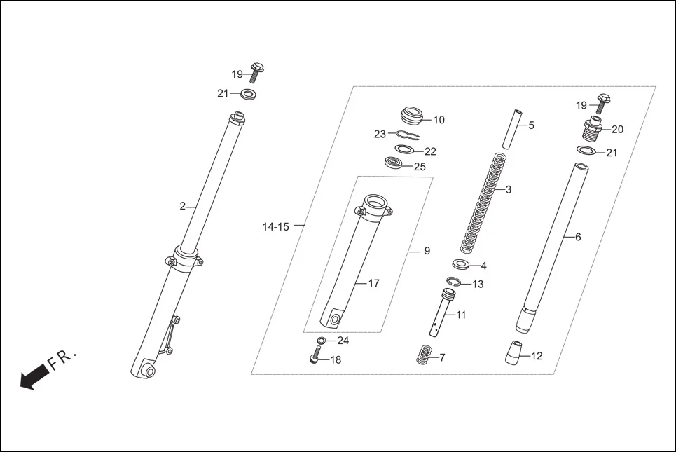 F-7-DISC FRONT FORK diagram showing 51412-KAG-900