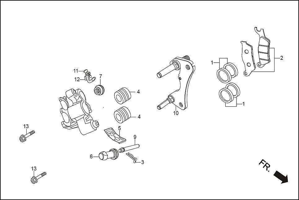 F-8 CALIPER ASSY ‘R’ FR assembly diagram for Hero Ignitor (NOV, 2014)