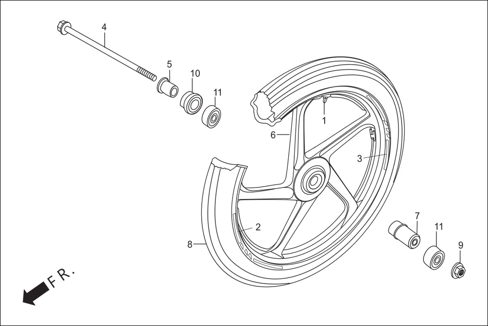 F-9A-DRUM FRONT WHEEL diagram showing 90306-KST-942