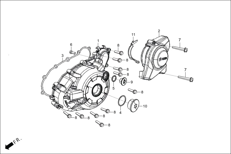 E-7A CRANK CASE &amp; COVER (COVER L. CRANK CASE)