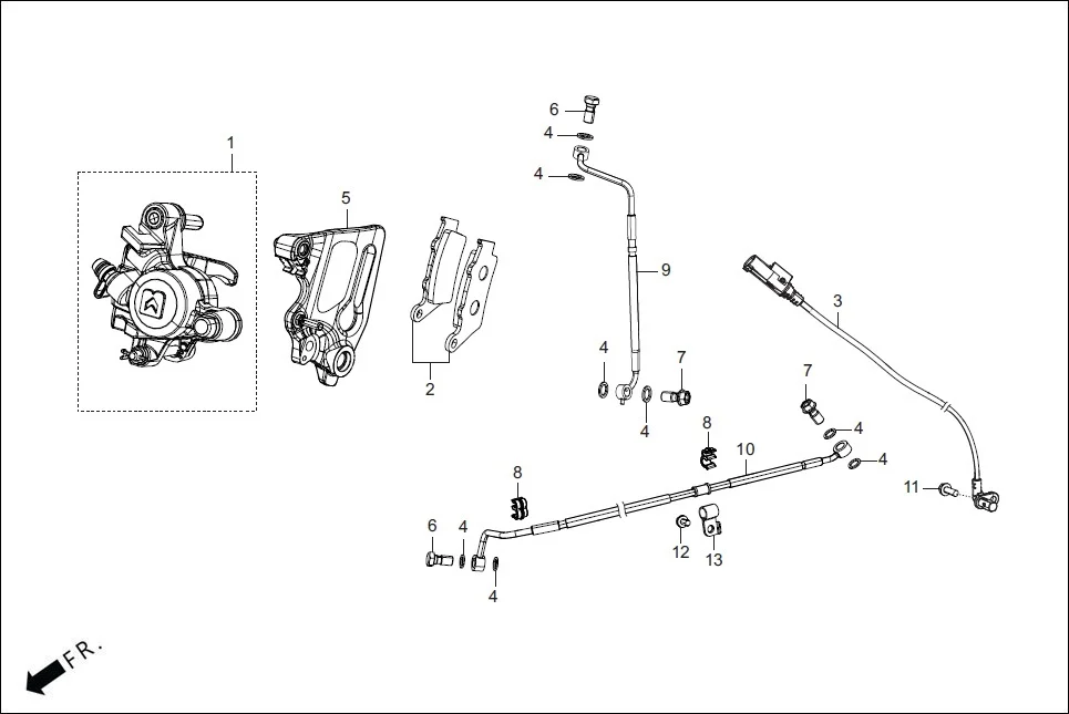 F-10A REAR BRAKE (CALIPER ASSY.) diagram showing 95701-06018-0D