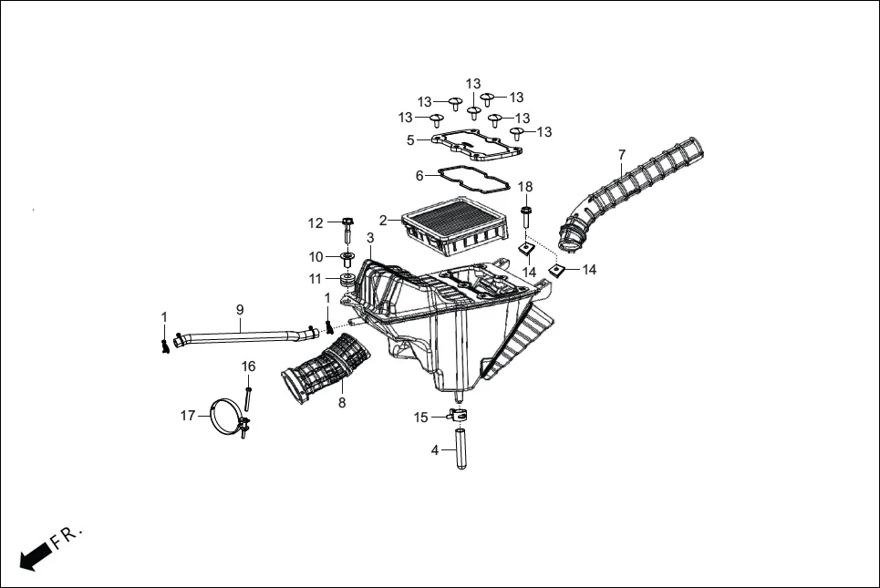 F-15 AIR CLEANER assembly diagram for Hero XMR TFT SPEEDO(APR.,2025)