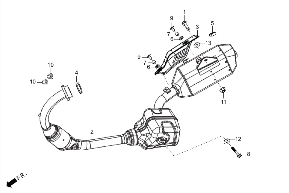 F-16 EXHAUST MUFFLER diagram showing 18345-MBT-610