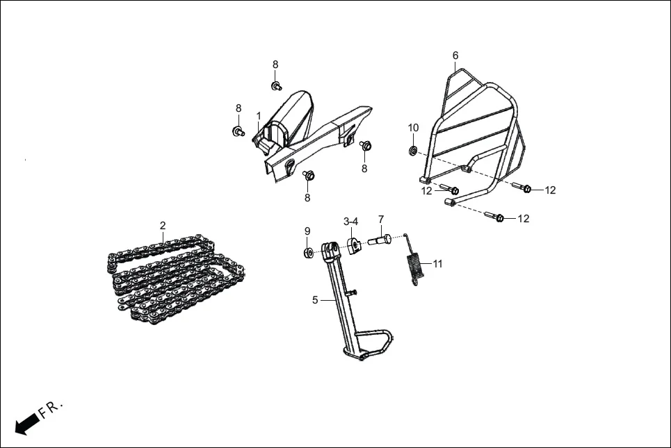 F-19A CHAIN CASE &amp; STAND diagram showing 90304-KFN-850