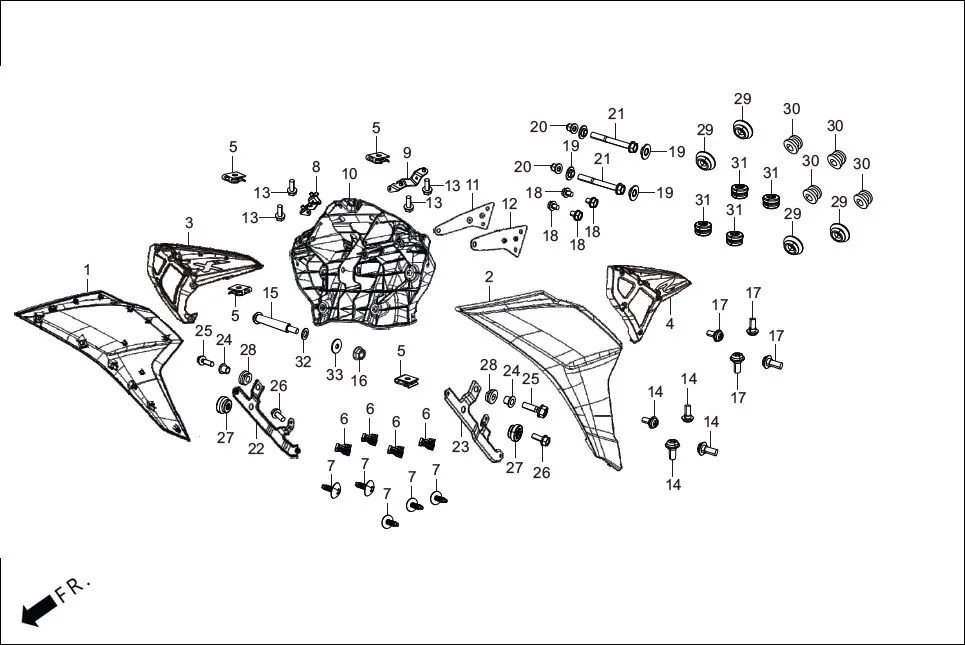F-1A-II FAIRING (FR. VISOR/COVERS) diagram showing 95701-08065-00