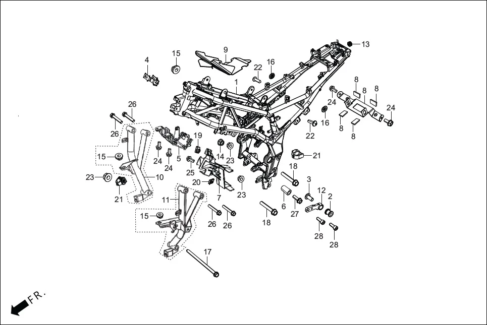 F-25 FRAME BODY diagram showing 77209-KAG-900