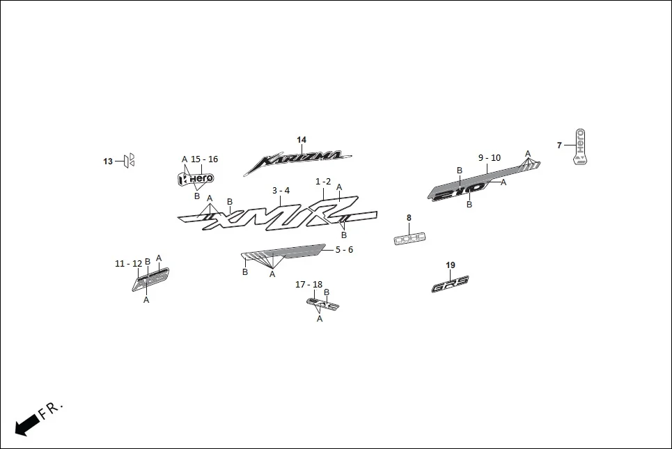 F-27 STRIPES / MARKS diagram showing 86830-ACA-000