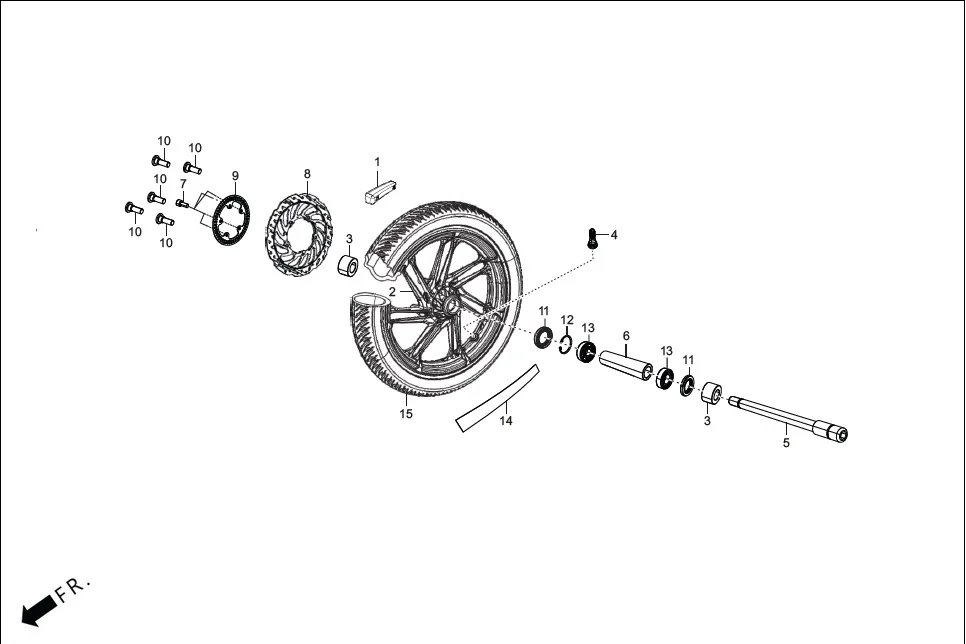 F-9 FRONT WHEEL diagram showing 45252-ACF-000