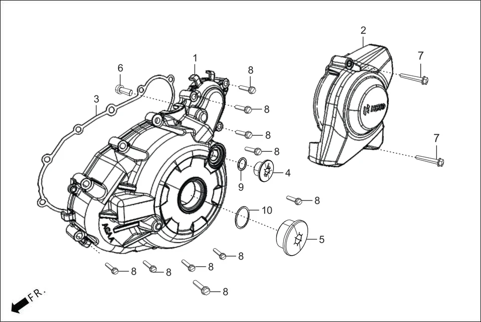 E-7A CRANK CASE &amp; COVER (COVER L. CRANK CASE)