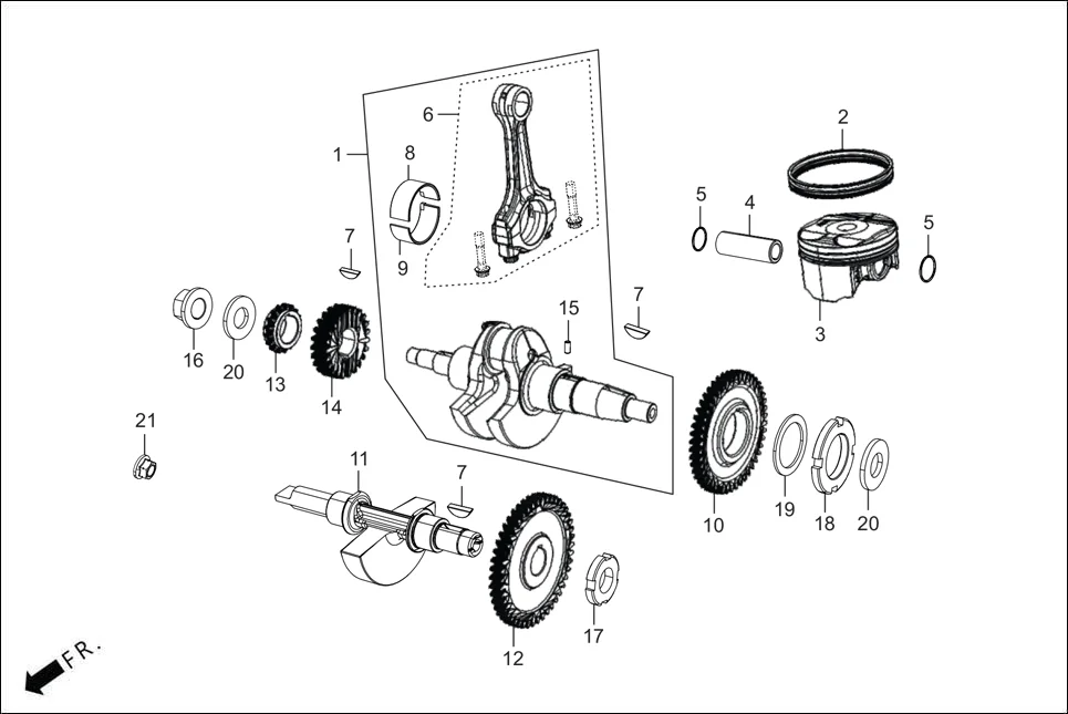 E-9 CRANK SHAFT/PISTON