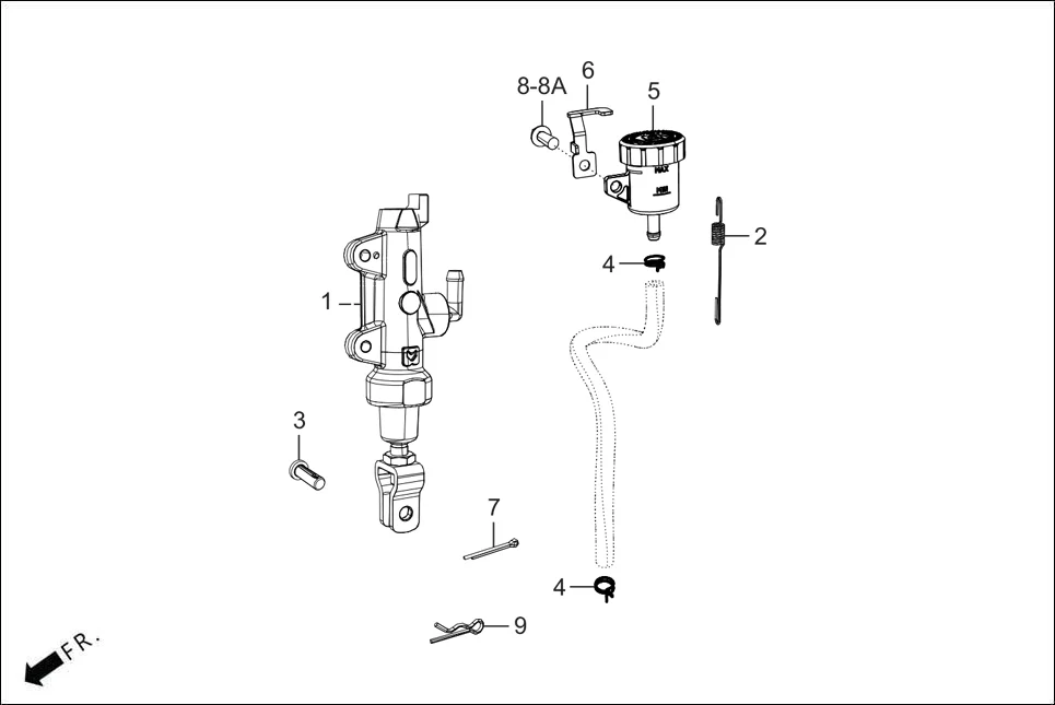F-10 REAR BRAKE (MASTER CYLINDER) diagram showing 95015-RAA-000