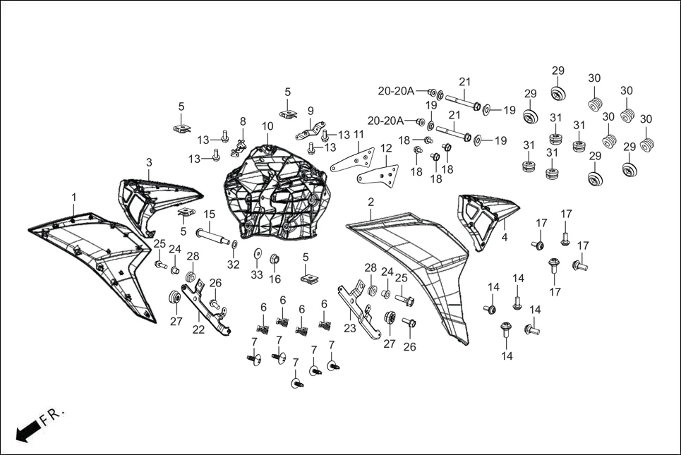 F-1A-II FAIRING (FR. VISOR/COVERS) diagram showing 94102-10000