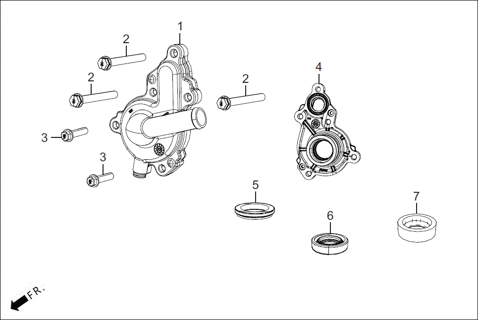 F-1C WATER PUMP diagram showing 96001-06025-07