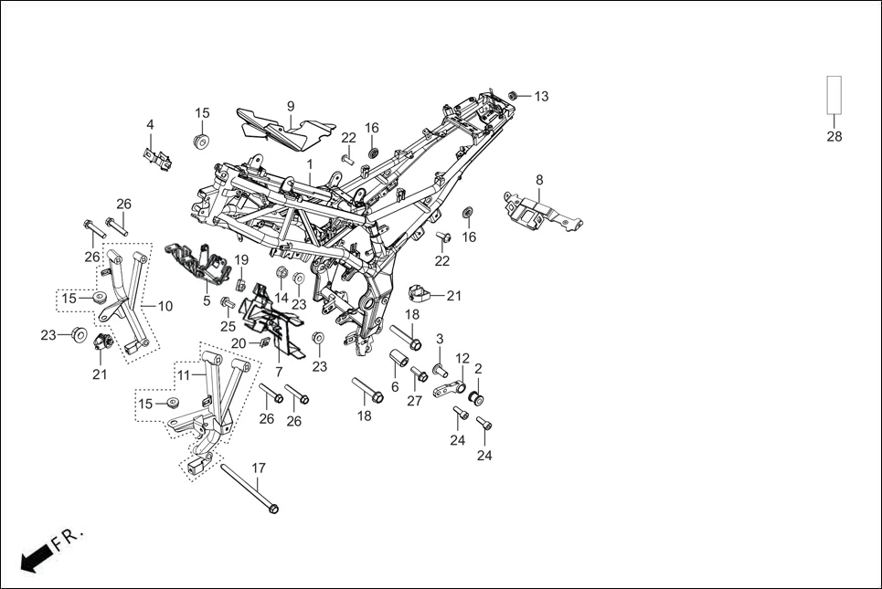 F-25 FRAME BODY diagram showing 90311-MT3-000
