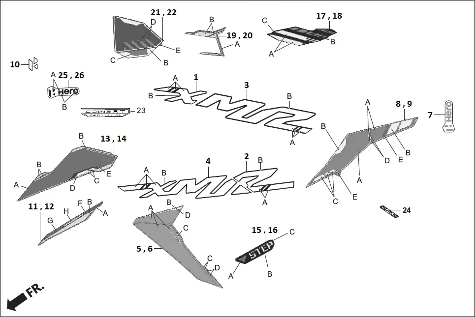 F-27 STRIPES / MARKS diagram showing 86830-ACA-000